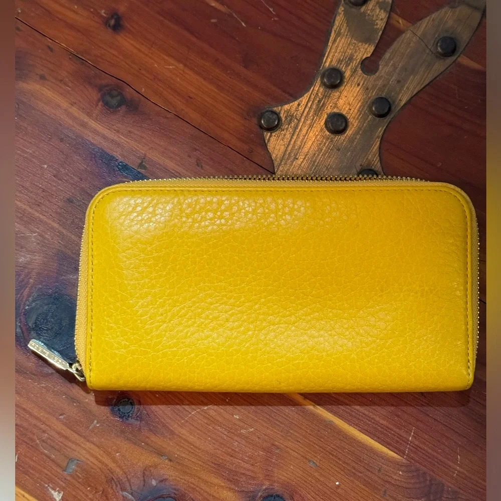 Tory Burch Stacked T Zip Continental Wallet Golden Yellow Leather